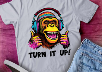 Turn It Up Monkey DJ Headphones Music Gamer Gift lts-d t shirt designs for sale