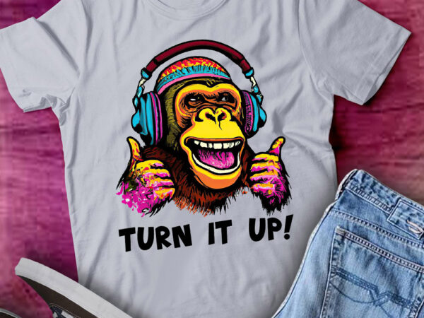 Turn it up monkey dj headphones music gamer gift lts-d t shirt designs for sale