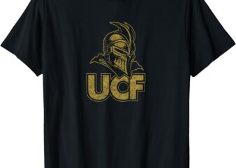 UCF Lettering Hero Armor Distressed Design in Gold T-Shirt