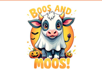 Boos and Moos Halloween Cow PNG