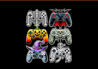 Halloween Skeleton Zombie Mummy Gaming Controllers PNG graphic t shirt