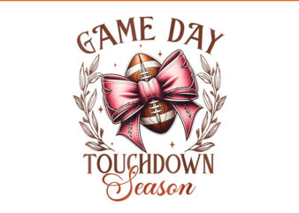 Coquette Bow Leopard Football Game Day Touchdown Season PNG