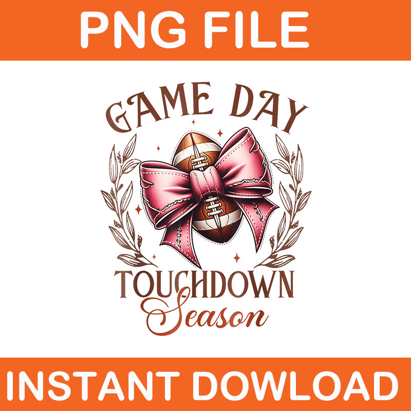 Coquette Bow Leopard Football Game Day Touchdown Season PNG