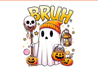 Bruh Ghost Halloween PNG, Cute Ghost Trick Or Treat Candy PNG t shirt template