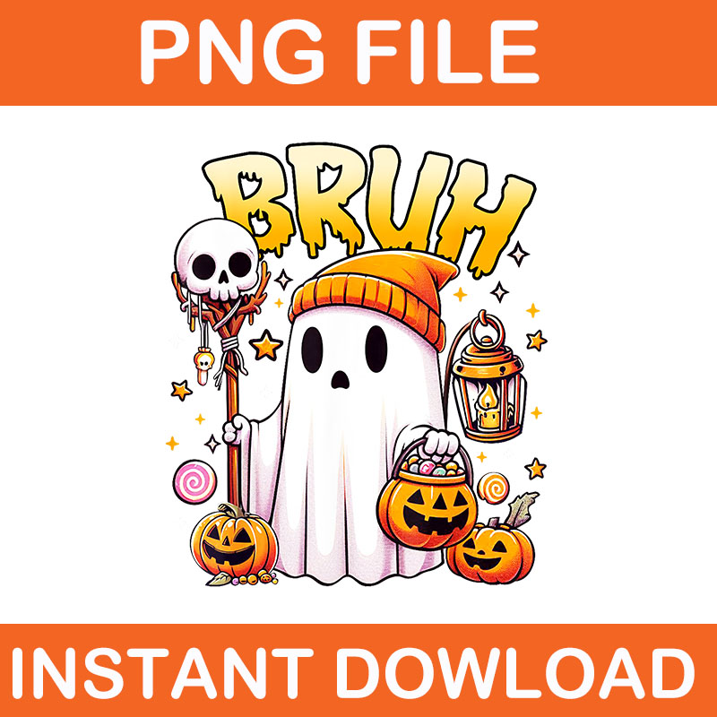 Bruh Ghost Halloween PNG, Cute Ghost Trick Or Treat Candy PNG