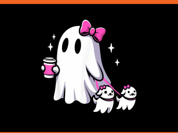 Halloween cute ghost walking dog spooky pink coquette ghost png graphic t shirt