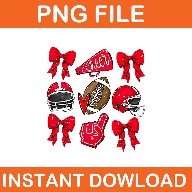 Coquette Game Day Football Cheer Mom PNG