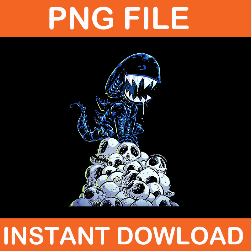 Aliens Xenomorph In Skull Mountain Big Chest Chibi Poster PNG