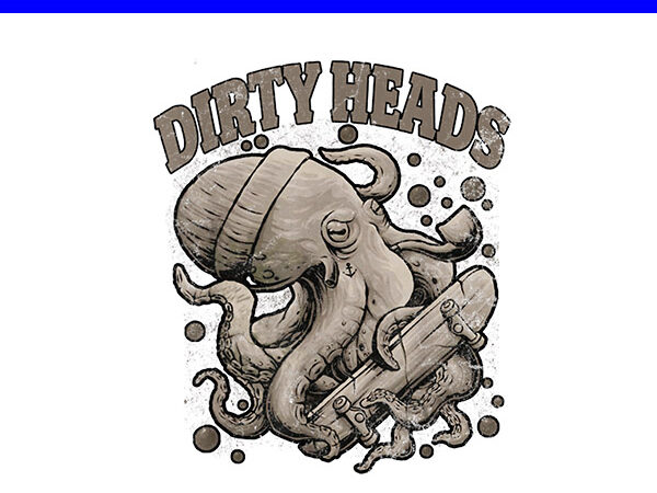 Vintage dirty octopus heads png t shirt vector art