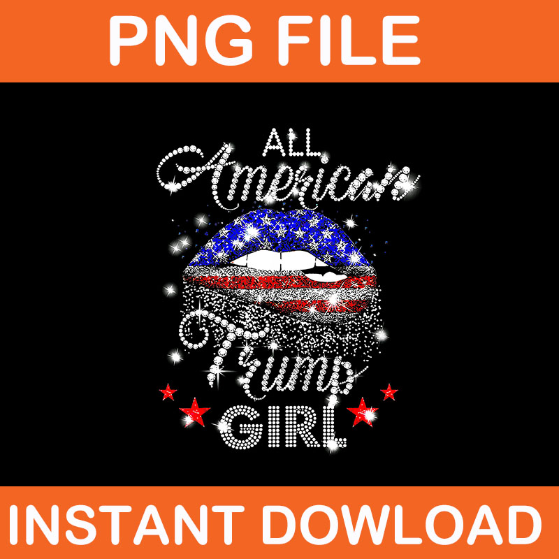 All American Trump Girl Mouth Diamond PNG