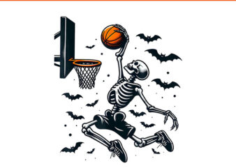 Basketball Skeleton Halloween PNG, Skeleton Basketball Player PNG