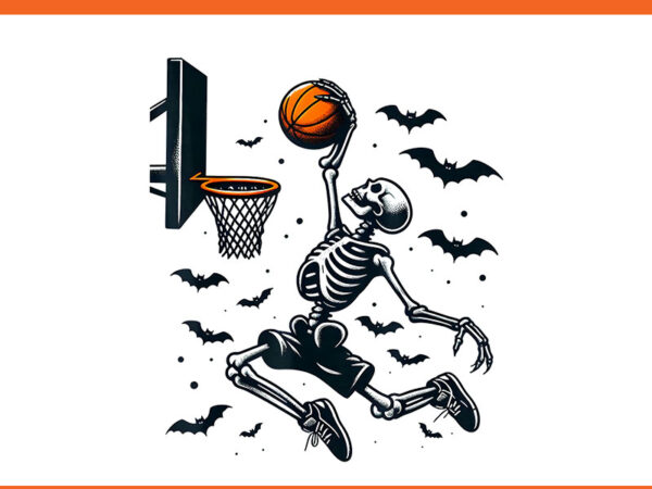 Basketball skeleton halloween png, skeleton basketball player png t shirt template