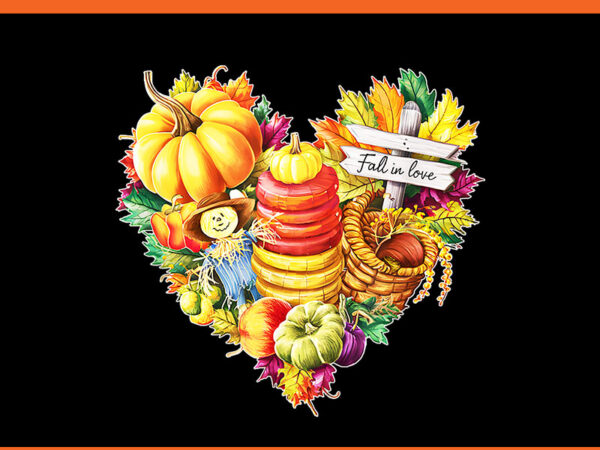 Autumn heart fall in love pumpkin colors halloween png t shirt vector