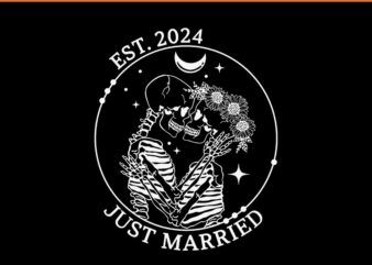 Just Married Est 2024 Halloween Skeleton SVG vector clipart