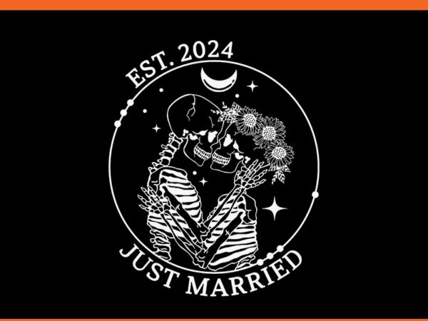 Just married est 2024 halloween skeleton svg vector clipart