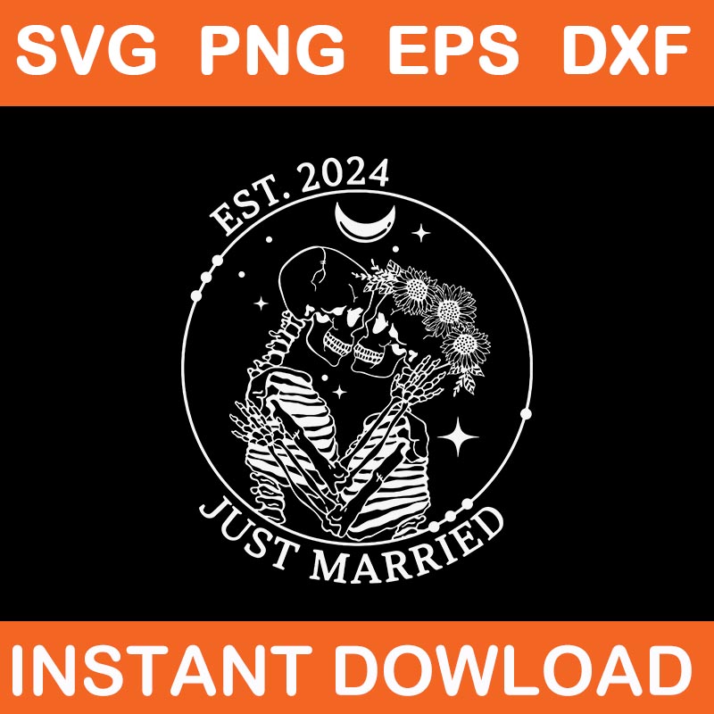 Just Married Est 2024 Halloween Skeleton SVG