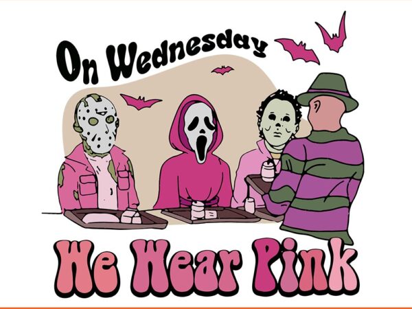 On wednesday we wear pink ghost halloween svg t shirt design online