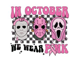 In October We Wear Pink Ghost Halloween SVG