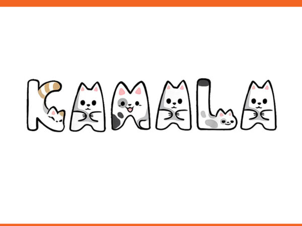 Kamala cat letter font design png, cat for kamala png, cat kamala png