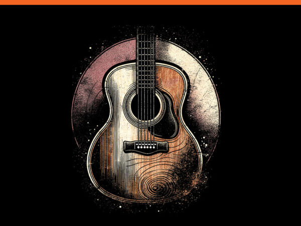 Acoustic guitar vintage png, guitarist cool retro music graphic png