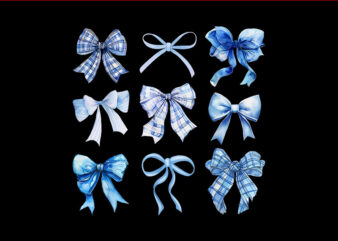 Blue Bow and Ribbon Cute Graphic PNG