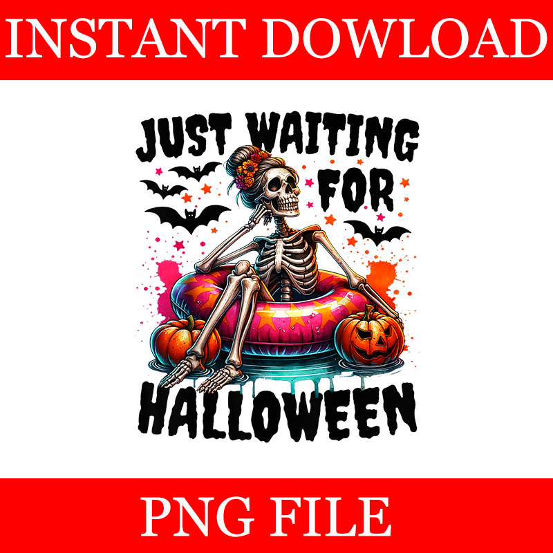 Just Waiting For Halloween Skeleton PNG