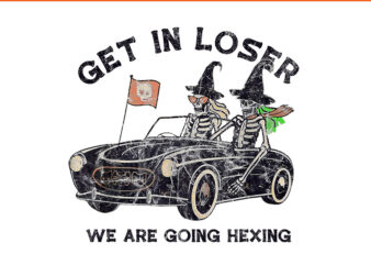 Get In Loser Halloween We Are Going Hexing Skeleton Car Race PNG