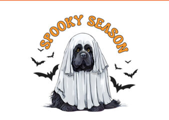 Cute Spooky Season Black Newfoundland Dog Ghost PNG t shirt vector file