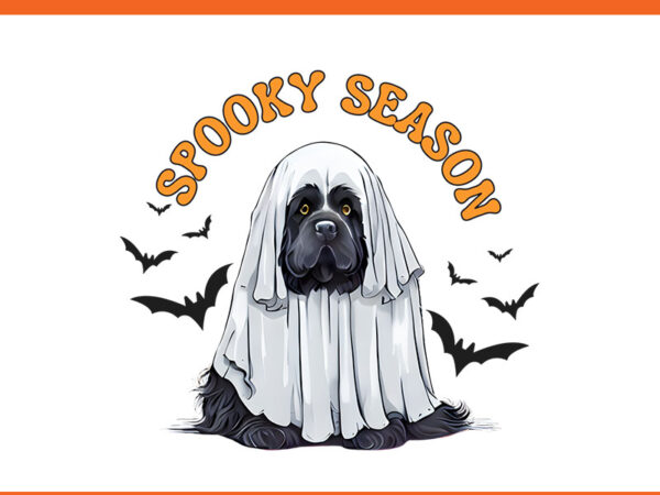 Cute spooky season black newfoundland dog ghost png t shirt vector file