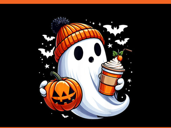 Ghost drinking pumpkin spice halloween png t shirt design template