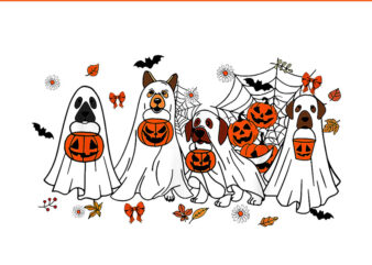 Dog Dressed As Ghost Halloween PNG, Ghost Dog Spooky Season PNG t shirt vector illustration