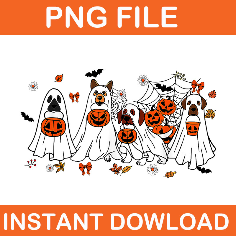 Bundle Halloween Spooky PNG, Ghost Spooky Coffee PNG, Ghost Walking Dog PNG