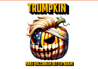 Trumpkin Make Halloween Better Again PNG, Trump Halloween 2024 PNG t shirt designs for sale