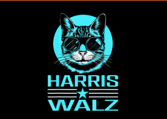 Harris Waltz Cat 2024 PNG, Cat Lady For Kamala Harris PNG graphic t shirt