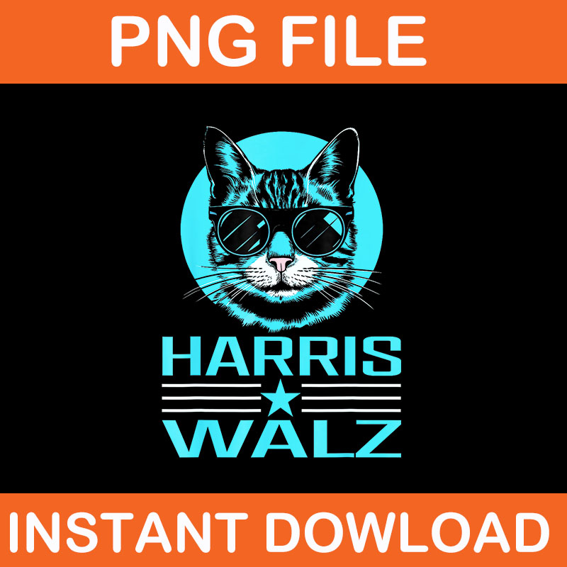 Harris Waltz Cat 2024 PNG, Cat Lady For Kamala Harris PNG