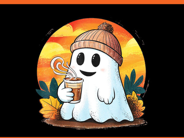 Boo ghost drinking coffee halloween png t shirt template