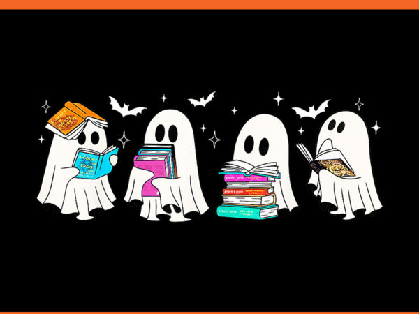 Ghost book reading halloween png t shirt design template