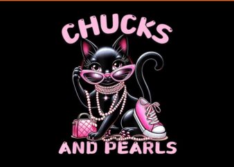 Chucks And Pearls Black Cat PNG t shirt vector file