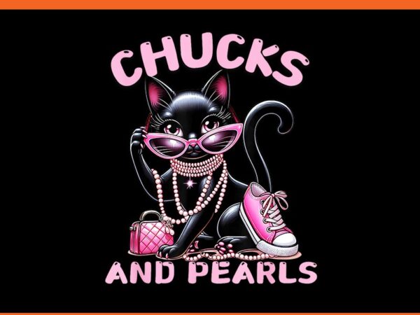 Chucks and pearls black cat png t shirt vector file