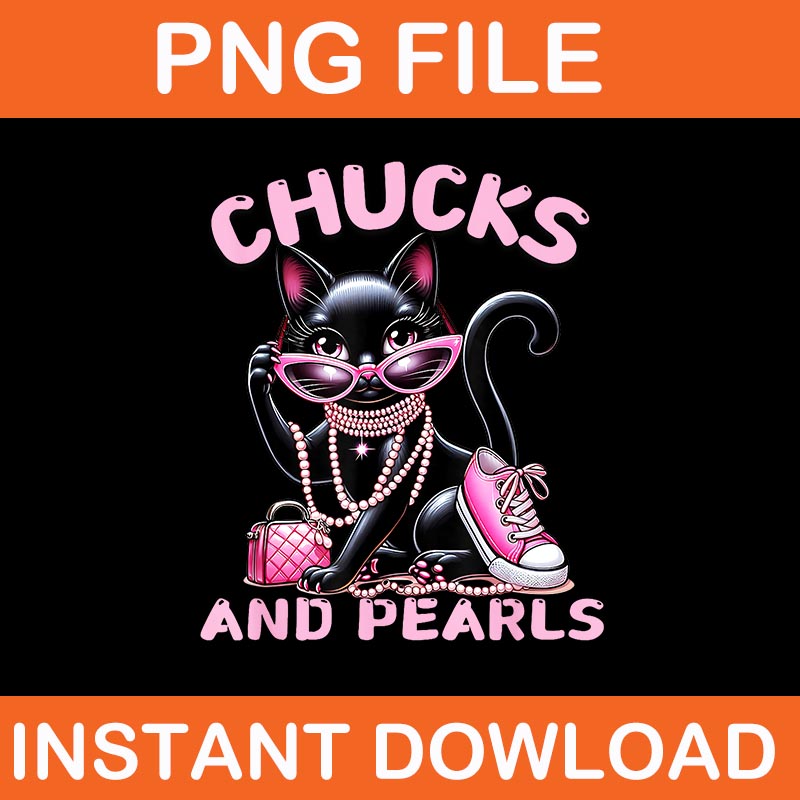 Chucks And Pearls Black Cat PNG