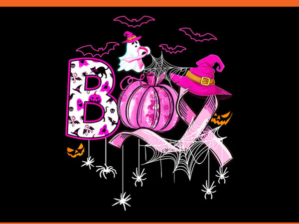 Boo halloween pumpkin pink ribbon witch breast cancer png t shirt template