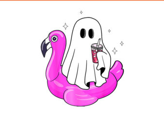 Ghost Flamingo Float Pool Spooky Summer PNG, Ghost Summerween PNG