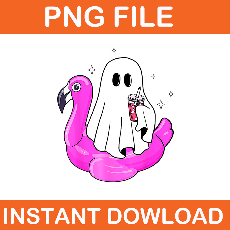 Ghost Flamingo Float Pool Spooky Summer PNG, Ghost Summerween PNG