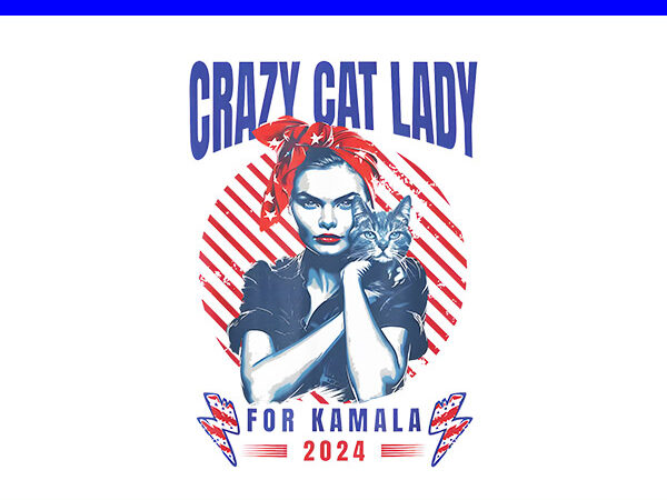 Crazy cat lady for kamala 2024 png t shirt vector file