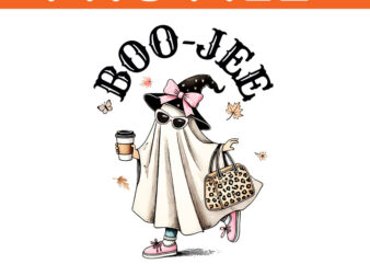 Cute Boo Jee Ghost Halloween PNG, Leopard Ghost Boo-Jee Coffee PNG