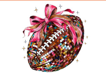 Coquette Bow Disco Football Game Day Touchdown Season PNG, Game Day Touchdown Coquette Bow PNG