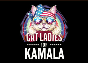 Cat with American Flag Bandana Cat Ladies for Kamala PNG