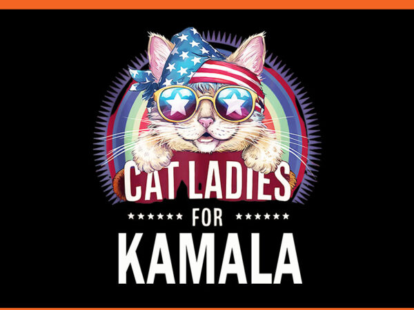 Cat with american flag bandana cat ladies for kamala png t shirt vector file