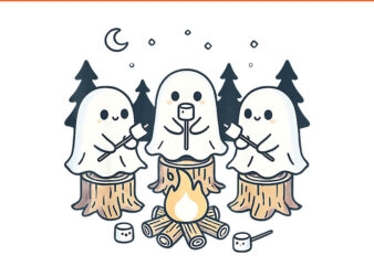 Campfire Ghost Spooky Marshmallow Halloween Bonfire Camping PNG