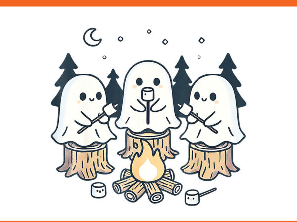 Campfire ghost spooky marshmallow halloween bonfire camping png t shirt vector file